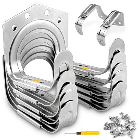 GZcaiyun 5 Stück Gartengerätehalter Haken, Teleskopischer Gerätehalter Schwerlast Doppelhaken für Garage, Garten, Fahrradschuppen, mit 20 Schrauben, 1 Schraubendreher (Silber)