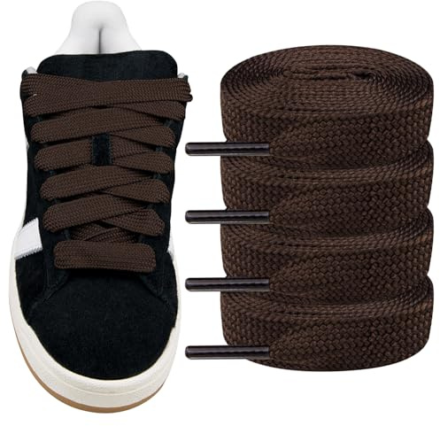 Endoto 2 Paia Lacci per Adidas Campus 00s Scarpe, 16MM Larghi Piatti Stringhe Laces di Ricambio (Marrone Scuro, 50 pollici)