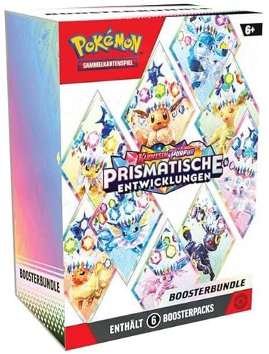 BB-Toy-Trades Bundle aus Pokemon Karmesin & Purpur Prismatische Entwicklungen Boosterbundle (6 Booster Packs) KP 8.5 - Sammelkarten Packs - Deutsch 10 Karten pro Packung und Toploader