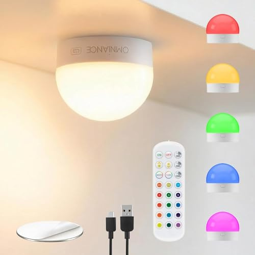 Auraglow Rechargeable Wireless LED Light Bulb with Remote – Battery-Powered, Dimmable, Colour-Changing, Wall or Ceiling Magnet Mounted (2 Pack)