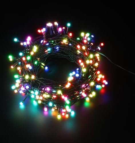 GlobaLink Guirlande Lumineuse de Noël, 10M 500LED 2 Mode Guirlande Lumineuse Effet Cascade Fluide Coloré & Éclairage Fixe avec Mémoire pour Décoration Extérieure Jardin Balcon Toit Sapin-Coloré