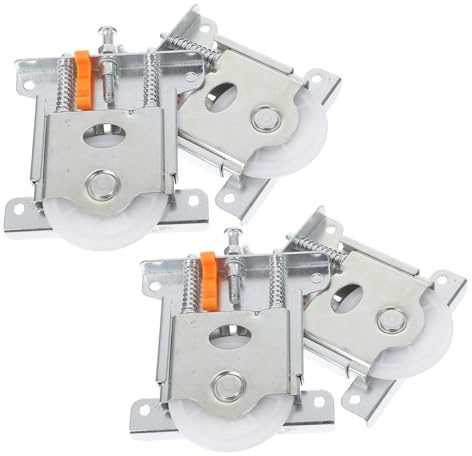 Homoyoyo 4 Piezas Poleas Metálicas para Puertas Corredizas de Armario, Rodillos Deslizantes Silenciosos Capacidad de Carga Pesada, Compatibles Armarios de Dormitorio y Cocina, Herrajes para