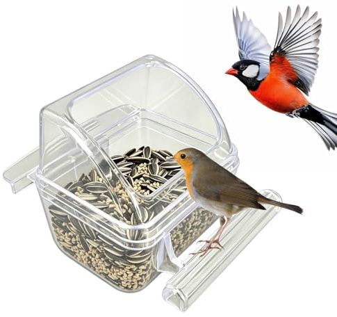 Mangiatoia per gabbia,Scatola di alimentazione trasparente anti-versamento - Distributore di cibo per uccelli,Pappagallo Pinson Passero Colibrì Patio Balcone Terrazza