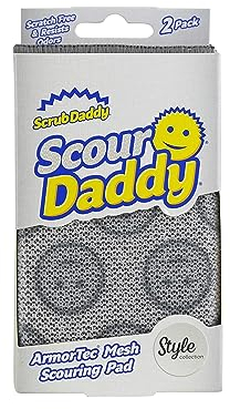 Scrub Daddy Scour Daddy Style, Estropajo Cocina Limpieza, Almohadilla de Fregar Resistente para Limpiar, Alternativa a los Estropajos Metálicos para Cocina, Esponjas para Lavar Platos, Paquete de 2