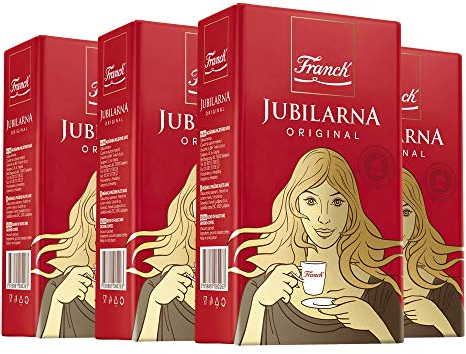 FRANCK Jubilarna Original (4 x 250g), Café Envasado al Vacío a Partir de Granos de Café Arábica y Robusta Tostados y Finamente Molidos, Intensidad 4/5