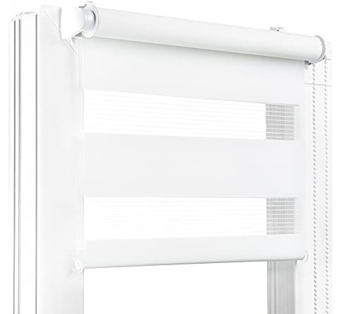Fenster DEKOR - Rollos für Fenster Weiß - Klemmfix Rollo ohne Bohren B30 x H150 cm - Doppelrollo mit Einer Breiten Auswahl an Größen und Farben - Blickdichte Rollos, einfach zu montieren