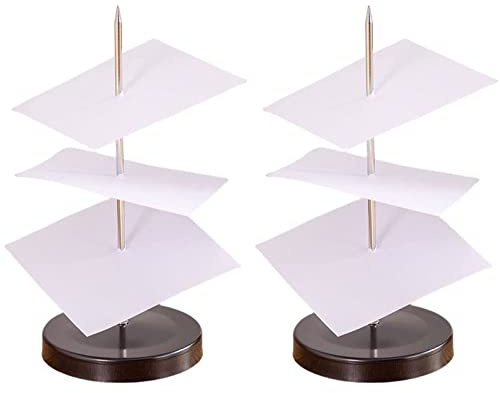 Porte Mémo pour Factures, Fourche Ticket de Caisse, 2 pcs Pique-Note en Métal, Facture Aiguille avec Rond Support Base pour Restaurant,Bureaux