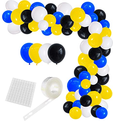 127 Blue and Black Yellow Balloon Garland Set, Royal Blue, Yellow, Black and White Balloons for Boys, Bat Theme, Birthday, Baby Shower, Super Spider, Graduation Decoration