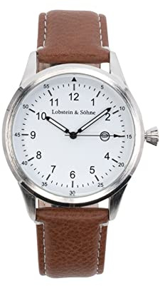 Lobstein & Söhne® Armbanduhr 12-Stunden Analog-Ziffernblatt, Wasserdicht bis 3 ATM, Verstellbarer Verschluss, inkl. Batterie und Verpackung, für Mode und Freizeit (Gustav - braun)