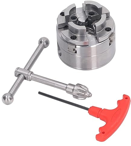 Candeon Mandril De Torno De 4 Mordazas, 70mm Portabrocas De Torno Mandril Autocentrante, 1 x 8 Tpi Rosca Mandril De Torno De Metal Mandril De Torneado De Madera Autocentrante Con Llave En T