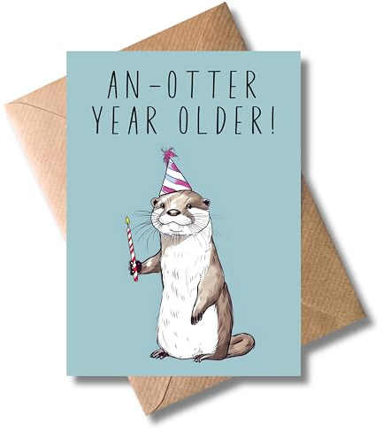 WBdesignz Biglietto di compleanno con busta, biglietto di compleanno An-Otter Year Older! Biglietto di auguri per compleanno (DIN A6)