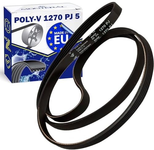 Courroie Machine a Laver Poly-V 1270 PJ 5 avec le Code Original C00142181 C00027206 pour Indesit pour Ariston 482000026103 pour Whirlpool - MADE IN EU - Garantie de 10 Ans - MONTERAL