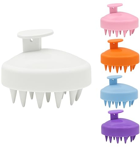 Silicone Hair Scalp Massager, Shampoo Brush with Soft Bristles, Head Care Tool for Wet and Dry Hair (White)