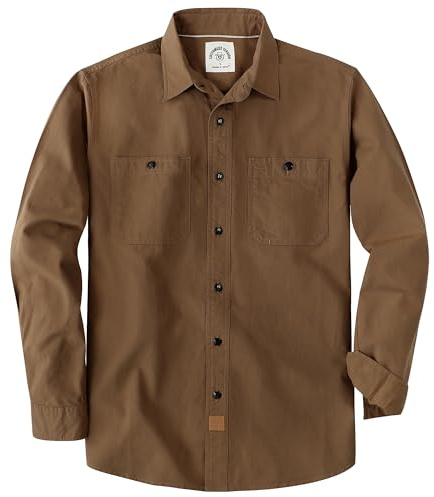 Dubinik Chambray skjorta män långärmad bomullsarbetströjor med 2 fickor casual button down