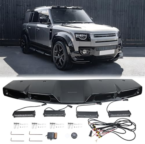 Gloss Black Front Roof Top Light Bar DRL 4 LED Daytime Running Lamp Compatible With Land Rover Defender 90 110 2020-2024