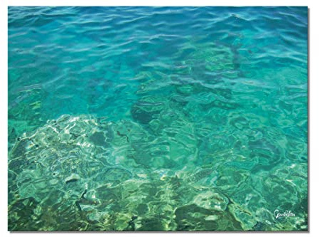 Glücksvilla - Sfaccettatura marina (immagine in vetro acrilico 5 mm, 80 x 60 cm) DE - Quadro murale orizzontale - Francia Atlantico mare pesci acqua spiaggia onde verde turchese