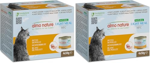 almo Nature HFC Natural Light Meal Nourriture pour Chats Adultes - Poitrine de Poulet 50 g x 4 pièces, 200 g (Lot de 2)