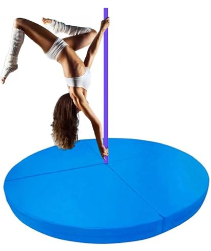 Pole-Dance-matta, bärbar crashpad för Pole Dance – vikbar skyddsmatta för Aerial Fitness, vadderad säkerhetsmatta för dans och gym, blå (120 cm x 5 cm/47,2 tum x 2 tum
