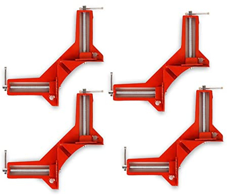 CHEOTIME Juego de 4 Abrazaderas de ángulo Recto de 90 Grados, Abrazaderas de Esquina de aleación de Aluminio, Abrazadera Cuadrada Ajustable, Herramientas manuales de Bricolaje
