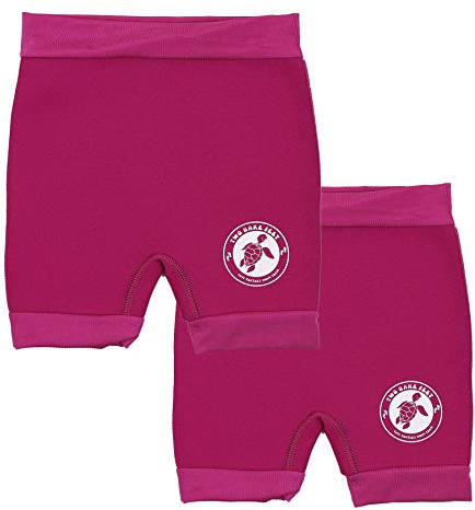 Two Bare Feet Reusable Swim Nappy & Neoprene Swim Shorts Set (2 Pack) – Baby & Toddler Swim Diaper for Pool & Beach - Swim Nappy Shorts: Raspberry, 2XL (12-18months)