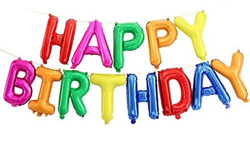 Ponmoo Foil Palloncini Happy Birthday Banner Kit - Multicolore, Bandiera di Buon Compleanno Palloncino Festa Decorazioni