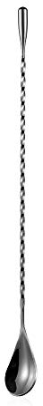Cucchiaio da bar con manico lungo a spirale, in acciaio inox, per mescolare barista, cucchiaio da cocktail (1 confezione-50 cm, nero)