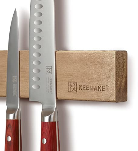 KEEMAKE Magnetleiste Messer, magnetisch Messerhalter aus Akazienholz, 41cm mit extra starkem Neodym Magnet Messerleiste für Messer & Magnetischer Werkzeug