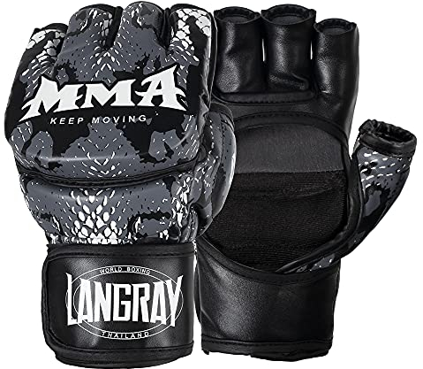LangRay MMA Handschuhe, Boxhandschuhe Damen Männer, Sparringhandschuhen Punchinghandschuhe Grappling Training Gloves für Kickboxen Kampfsport Muay Thai Karate UFC Handschutz,S