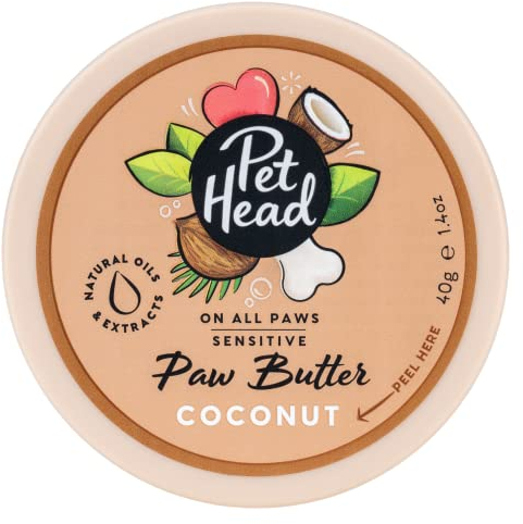 Pet Head On All Paws Kokospfotenbutter Feuchtigkeitsbalsam für Hundepfoten Beruhigt und pflegt Pfoten und Nasen Professionelle Pflege Sanfte Formel für Hunde und Welpen 40g