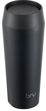 bru Travel - Insulated Coffee Cup Travel Mug for Hot Drinks, Leakproof, Ceramic Lined (Black Magic, 16oz | 460ml)