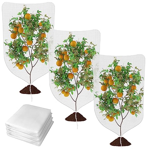 OFFCUP Filet Anti Insecte, 3pcs Filet de Protection Contre Les Insectes, Filets de Jardin Anti-Insectesavec Cordon de Serrage Maille Fine pour Protéger Les Plantes en Pot (1 x 1,5 m)