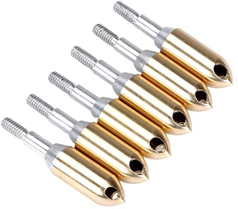 Wedhapy Cabezas de Tiro con Arco Silbato de Cobre Punta de Flecha Silbatos de práctica al Aire Libre Flecha Punta Ancha 6PCS Cabezas de Arco silbantes, Accesorio de Flecha