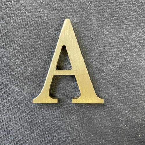Adhesivo de latón macizo de 2.6 pulgadas, letras inglesas, adorno de letras del alfabeto de metal, letras y números autoadhesivos de pared, señalización de dirección de casa, números de puerta
