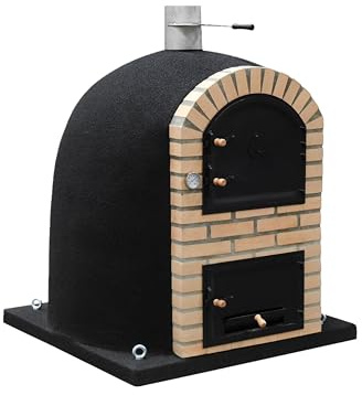 MOVELAR - Horno de Leña Exterior de Obra CALDERA BANDAMA (Negro - 90 x 90 x 115 cm) - Horno de leña compacto para exteriores, aislado con corcho, 3 mantas cerámicas, cocción eficiente - REF: M00230