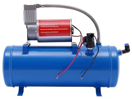 Kompressor Klein Druckluft Airbrush Kompressor Zughorn Luftkompressor Satz Tankinhalt Reifenfüller Reifenpumpe Integriertes Luftkompressorsystem,Tank 6 L, DC 12V, 150 Psi