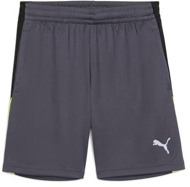 PUMA IndividualLIGA Training Shorts 2 Jr (Open Pockets), Pantaloncini Lavorati a Maglia Unisex - Bambini, Galactic Gray-Yellow Alert,
