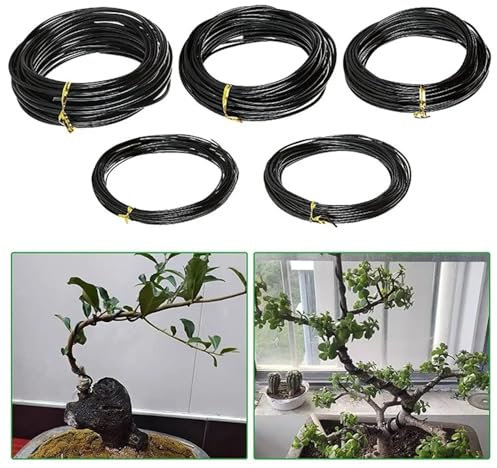 Fil De Fer Pour Bonsaï Fil d'entraînement for bonsaï en aluminium anodisé, 5m, Support for plantes, formes de plantes, accessoires de jardin, 5 tailles 1/1, 5/2/2, 5/3mm Fil De Ligature Bonsai(1mm)