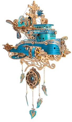 BAUPLAY 3D-pussel trä flygskepp, gör-det-själv steampunk flygskepp trämodeller byggsatser, 3D modellbygge träbyggsats hantverk träbyggsats gåva för vuxna