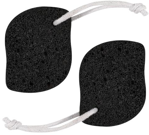 PHOGARY Pietra pomice per piedi e mani 2 PC, Naturale Pedicure Tools per calli rimozione Pelle dura, Esfoliazione del piede naturale per rimuovere la pelle morta (Nero Lava Pomice)