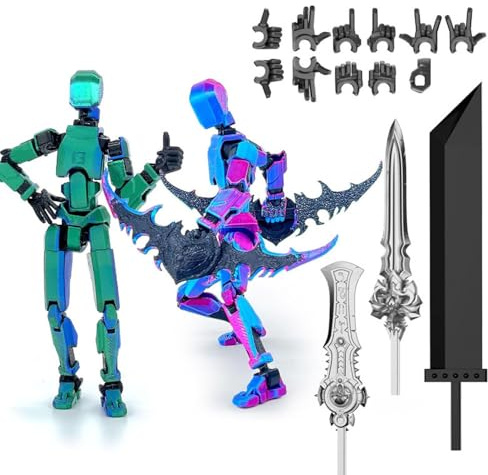 YNTOXIN 13 Action Figure 2 Sets Assembly 3D Printed Multi-Jointed Movable 13 Mobile Robot Desktop Decorations, Game Lovers Toy Blue