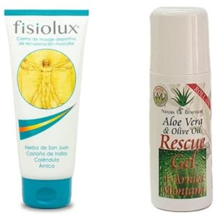 Crema Fisiolux Para Masaje Deportivo Y Recuperación Muscular 200 Ml Alivio en Golpes Inflamación Artrosis Artritis Tendinitis + Roll On Rescue Gel Aloe Vera de Regalo
