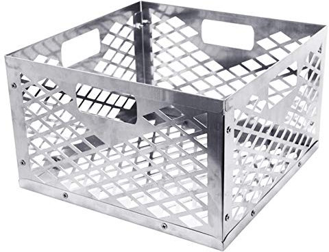 Cesta de carbón de acero inoxidable para parrilla de ahumador offset, cesta de carbón para carbón, 30 x 30 x 20 cm, tamaño para máxima eficiencia