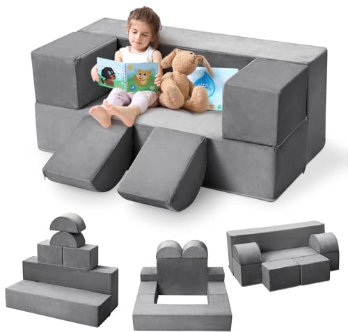 Garvee Sofá De Juego Modular para Niños De 6 Piezas: Juego De Sofá Convertible para Sala De Juegos y Dormitorio, Muebles Creativos para Leer, Jugar y Construir Fuertes