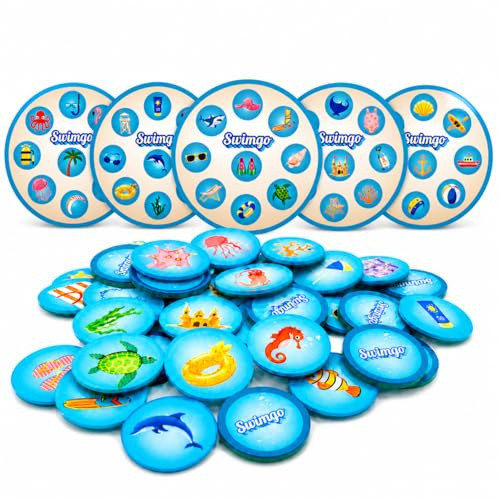 Genérico SWIMGO Juguetes de Buceo para Piscina – 45 Fichas Sumergibles + 5 Cartas Impermeables, Juego Acuático Divertido para Niños y Adolescentes, Diversión en Piscina para Toda la Familia