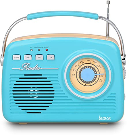 Lauson RA142 Radio Vintage Bluetooth | Transistor Radio portátil Retro | Batería Recargable | FM Am | USB - SD