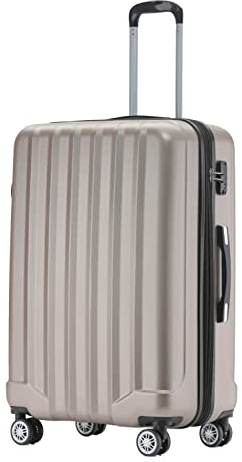 BEIBYE TSA-Schloß 2080 Gepäck Zwillingsrollen Reisekoffer Koffer Trolley Hartschale Dehnungsfuge (Champagner, L)