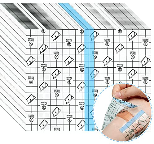 50PCS Benda Impermeabile, 16cmx19cm/6.3inx7.5in Cerotti Elastici di Fissaggio, Bendaggio Antiallergico, Nastro Medico Trasparente, Pellicola per Tatuaggi, Adesiva Impermeabile