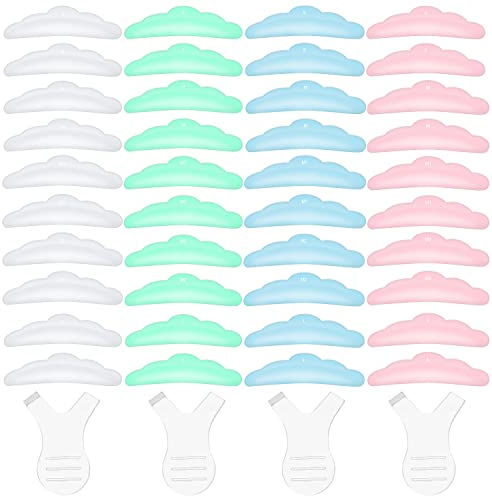 Vesaneae 20 Paar Silikon Dauerwelle Pad mit Y Form Wimpernbürste,Silicon Pad Curler,Wiederverwendbare DIY Wimpern Lifting Pads,5 Größen S/M/M1/M2/L