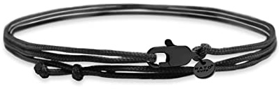 Nato Cuff - Bracciale Wrap avvolgente in Nylon a doppio involucro - Fatto a mano in Francia - Regolabile - Gioiello Uomo o Donna (Nero/Nero)