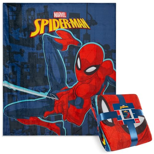 Disney Marvel Spiderman Manta Cama 150 X 130 cm Mantas De Lana para Dormitorio, Viaje, Ideas Regalos para Adulto y Niños (Azul Spiderman)